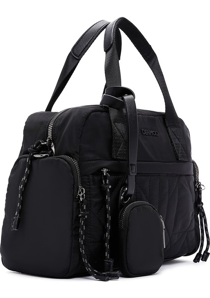 Kadın Siyah Uzun Askılı Aksesuar Detaylı Kumaş Kol Çantası 25WBD24746F fırsatları