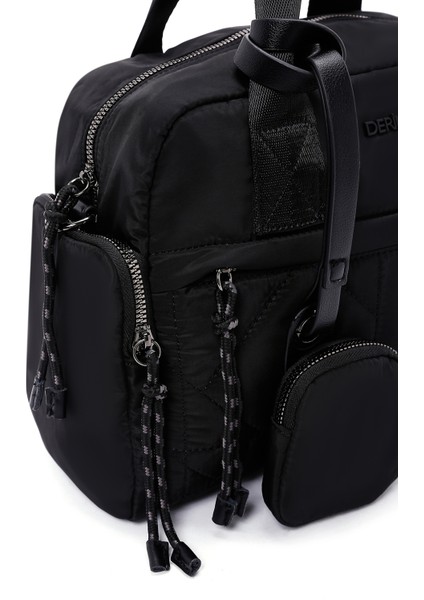 Kadın Siyah Uzun Askılı Aksesuar Detaylı Kumaş Kol Çantası 25WBD24746F