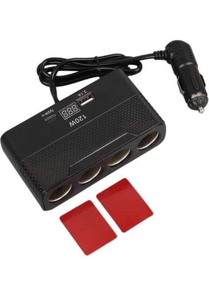 2014 12-24V Type-C + Usb-A Girişli 120W 80CM Kablolu 4'lü Araç Çakmak Çoklayıcı indirimleri