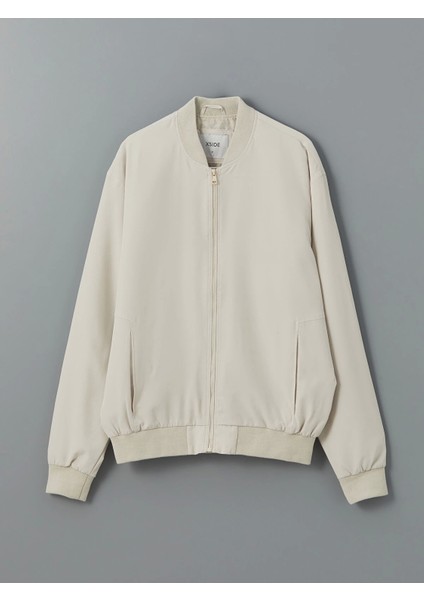 Xsıde Bej Standart Kalıp Kolej Yaka Erkek Bomber Mont