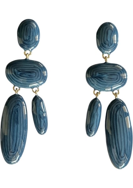 Sallantılı Reçine Oval Küpe