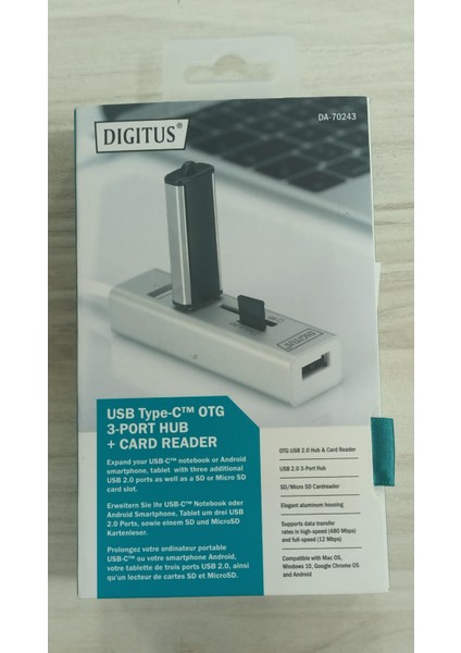 Dıgıtus USB Çoklayıcı,sd ve Micro Sd Kart Okuyucu Type-C 3port