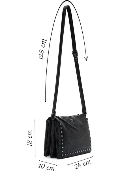 Kadın Siyah Uzun Askılı Metal Detaylı Çapraz Çanta 25WBD2467FT fiyatları