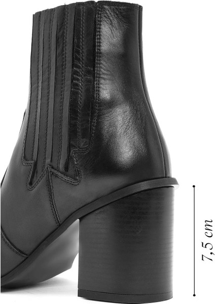 Kadın Siyah Kalın Topuklu Deri Kovboy Bot 25WFD160918 fiyatları