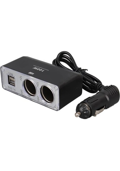 1647 12-24V Çift USB Girişli 100W 70CM Kablolu 2'li Araç Çakmak Çoklayıcı modelleri