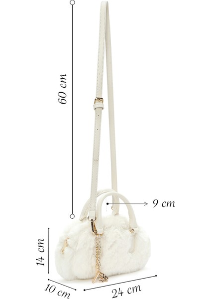 Kadın Krem Uzun Askılı Aksesuar Detaylı Peluş Mini Kol Çantası 25WBD2459PH fiyatları