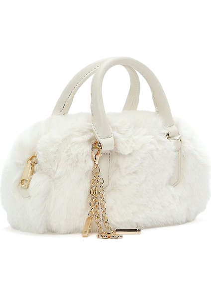 Kadın Krem Uzun Askılı Aksesuar Detaylı Peluş Mini Kol Çantası 25WBD2459PH indirimleri