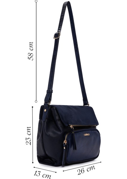 Kadın Lacivert Uzun Askılı Baskılı Çapraz Çanta 25WBD246814 fiyatları
