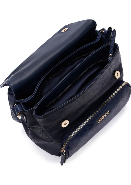 Kadın Lacivert Uzun Askılı Baskılı Çapraz Çanta 25WBD246814