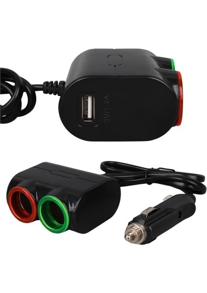 1631 12-24V Tek USB Girişli 120W 80CM Kablolu 2'lı Araç Çakmak Çoklayıcı modelleri