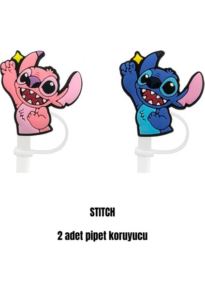 Termos Pipet Koruyucu 2 Adet Stitch Pipet Koruyucu Silikon Pipet Kılıfı Pipet Tıpası