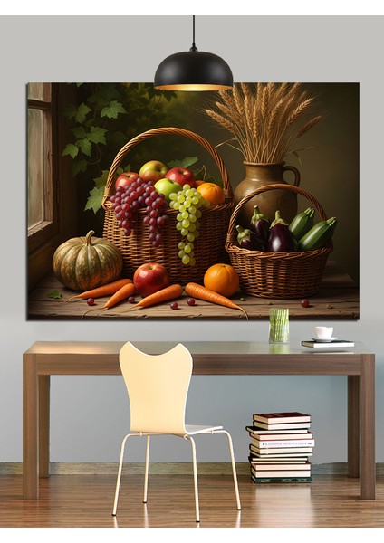 Sebze ve Meyve Sepeti Dekoratif Kanvas - Mdf Ahşap Tablo fiyatları