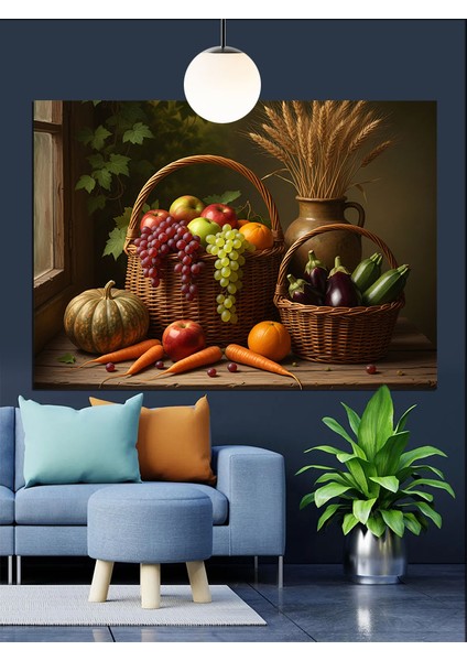 Sebze ve Meyve Sepeti Dekoratif Kanvas - Mdf Ahşap Tablo modelleri
