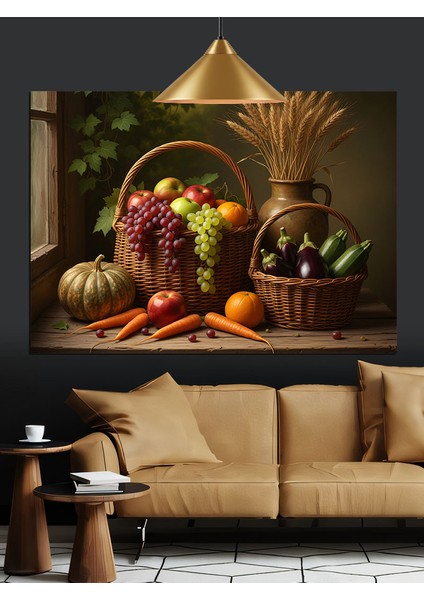 Sebze ve Meyve Sepeti Dekoratif Kanvas - Mdf Ahşap Tablo fırsatları