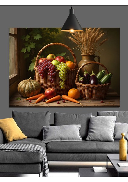 Sebze ve Meyve Sepeti Dekoratif Kanvas - Mdf Ahşap Tablo indirimleri