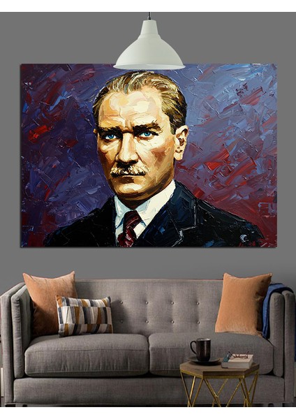 Mustafa Kemal Atatürk Portresi Dekoratif Kanvas - Mdf Ahşap Tablo