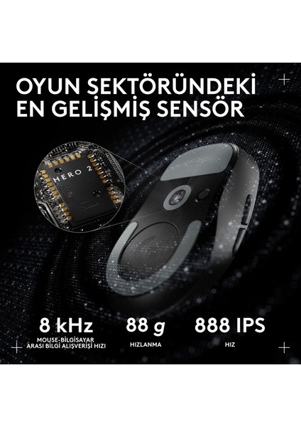 G Pro x Superlıght 2c Hafif Hero 2 Sensör 32.000 Dpı Lıghtspeed Kablosuz Oyuncu Mouse - Siyah fırsatları