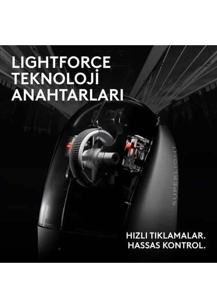 G Pro x Superlıght 2c Hafif Hero 2 Sensör 32.000 Dpı Lıghtspeed Kablosuz Oyuncu Mouse - Siyah