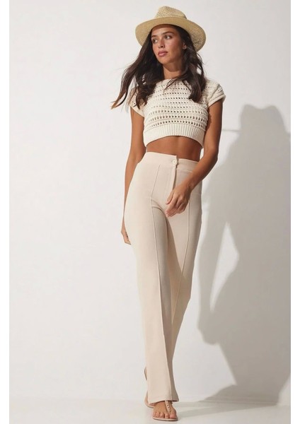 Ithal Krep Kumaş Palazzo Bej Pantolon indirimleri