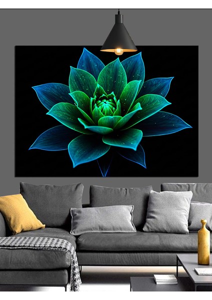 Yeşil Lotus Çiçeği Dekoratif Kanvas - Mdf Ahşap Tablo fiyatları