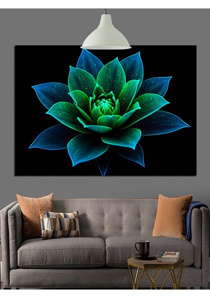 Yeşil Lotus Çiçeği Dekoratif Kanvas - Mdf Ahşap Tablo modelleri