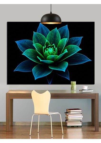 Yeşil Lotus Çiçeği Dekoratif Kanvas - Mdf Ahşap Tablo fırsatları