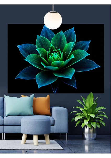 Yeşil Lotus Çiçeği Dekoratif Kanvas - Mdf Ahşap Tablo indirimleri