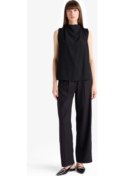 Regular Fit Balıkçı Yaka Krep Kolsuz Bluz F9149AX25WN fiyatları