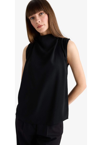 Regular Fit Balıkçı Yaka Krep Kolsuz Bluz F9149AX25WN modelleri