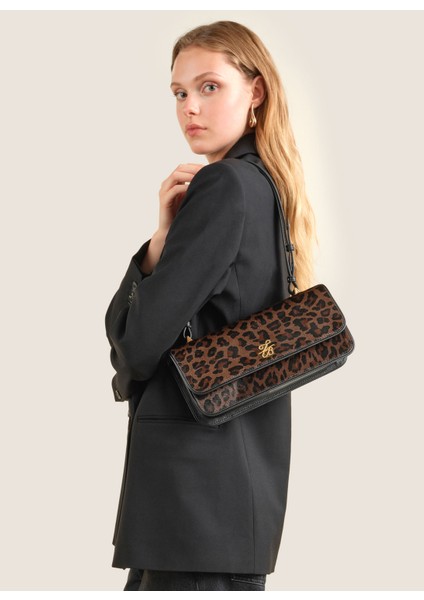 Deri Siyah Kadın Omuz Çantası 25FW352 fiyatları