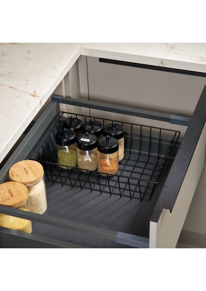 Siyah Dikdörtgen Sepet Şık Çok Amaçlı Dolap Düzenleyici Organizer