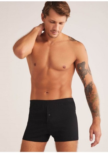 Erkek Boxer 1 Düğmeli %100 Pamuk 2&#039;LI Set Halinde Siyah - Siyah - Bcp1.adyrıhanqbox-Sı-S fiyatları