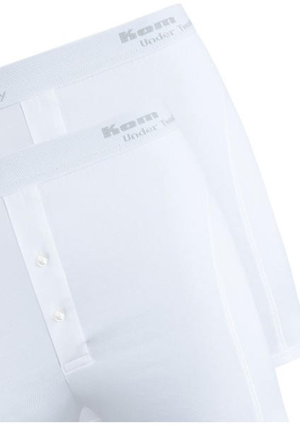 Erkek Boxer 2 Düğme Detaylı Pamuk-Modal 2&#039;LI Beyaz - Beyaz - Bcp1.loıngbboux-Be-L fırsatları