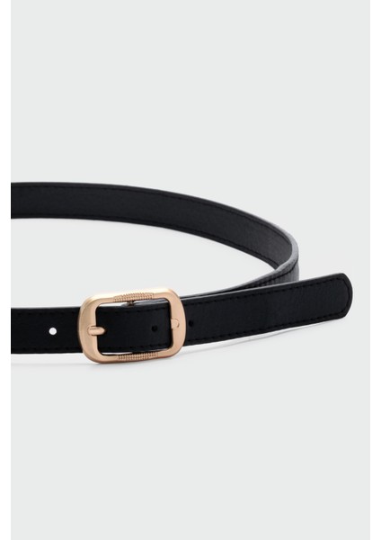 Dikdörtgen Tokalı Işlemeli Suni Deri Kemer Siyah fiyatları