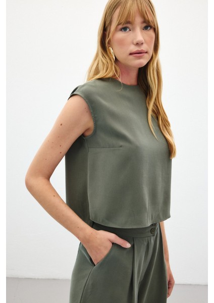 Kolsuz Salaş Bluz - Haki