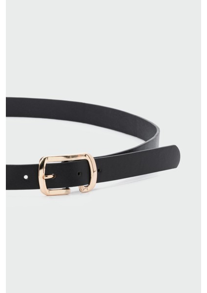 Dikdörtgen Kesik Suni Deri Kemer Siyah fiyatları