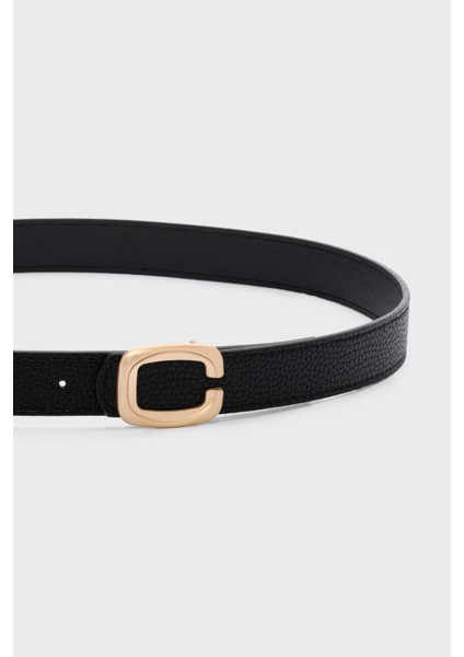 Dikdörtgen Şekilli Suni Deri Kemer Siyah fiyatları