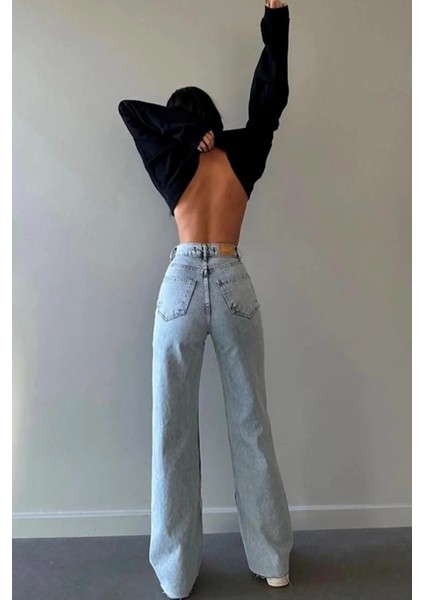 Golden Arrow Lusia Mavi Kadın Denim Palazzo Pantolon Yüksek Bel Geniş Paça 5 Cep modelleri
