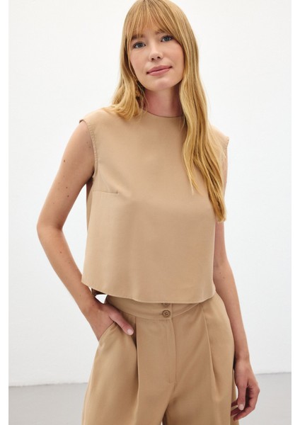 Kolsuz Salaş Bluz - Camel