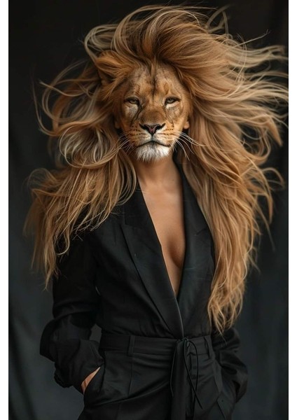 Dekolteli Aslan Ev Duvar Salon Güzellik Salonu Ofis Dükkan Dekarasyon Kanvas Tablo fiyatları