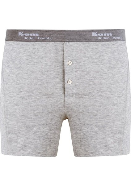 Erkek Boxer 2 Düğme Detaylı Mikro-Modal 2&#039;LI Gri - Gri - Bcp1.lobngnbozx-Grı-Xl