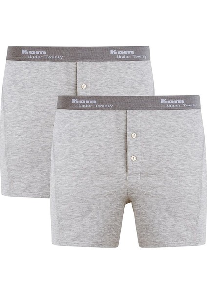 Erkek Boxer 2 Düğme Detaylı Mikro-Modal 2&#039;LI Gri - Gri - Bcp1.lobngnbozx-Grı-Xl fırsatları