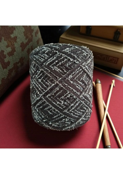 Çift Kat Yün Akrilik & Simli Buklet Karışımı Tasarim El Örgü Ipi 160 gr