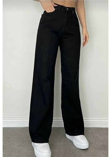 Maşa Kız Çocuk Siyah Likralı Süper Yüksek Bel Salaş Paça Kot Pantolon fiyatları