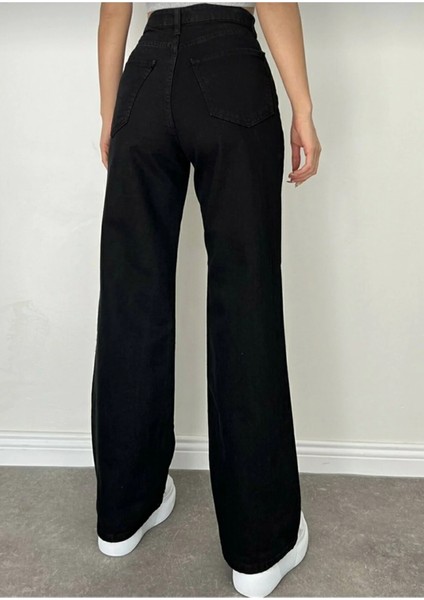 Maşa Kız Çocuk Siyah Likralı Süper Yüksek Bel Salaş Paça Kot Pantolon modelleri