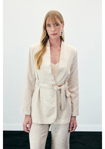 Yılan Desenli Uzun Ceket - Bej fırsatları