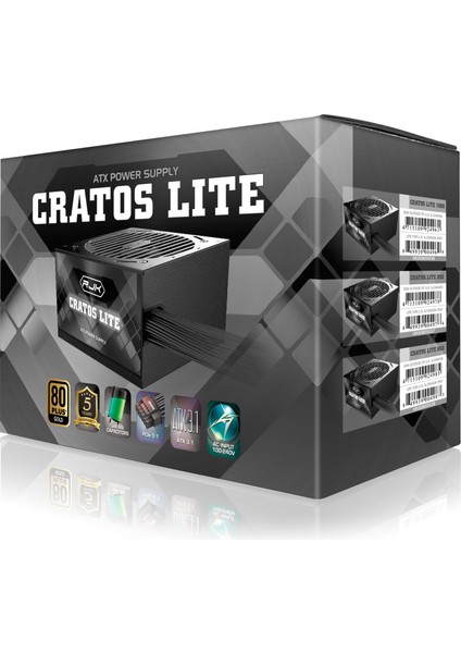 Cratos Lite 850W 80+ Gold Atx 3.1 Pcıe 5.1 Siyah Güç Kaynağı (0R30B00037)
