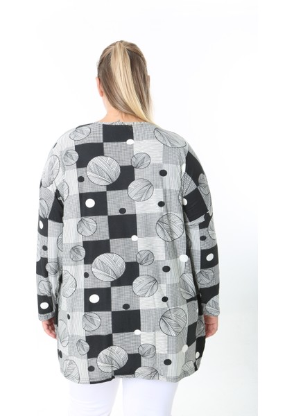 Yünlü Viskon Desenli Likralı Kadın Büyük Beden Tunik modelleri