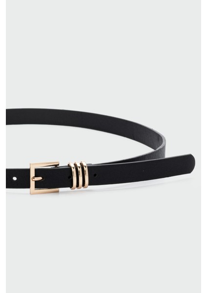 Ince Kare Tokalı Suni Deri Kemer Siyah fiyatları