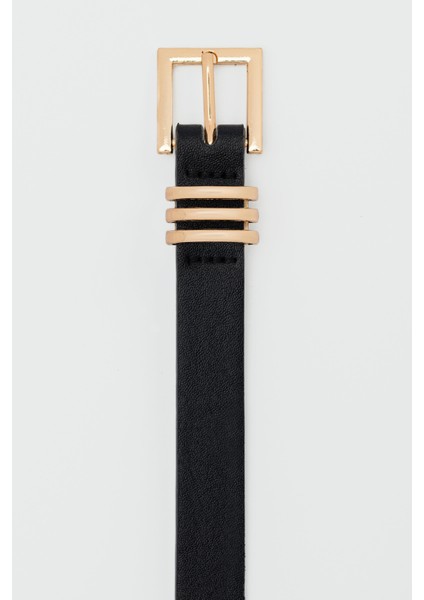 Ince Kare Tokalı Suni Deri Kemer Siyah modelleri